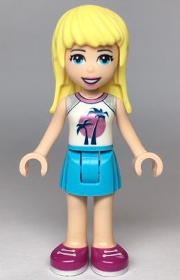 Friends Stephanie - Medium Azure Skirt, White Top with Palm Trees – ПРИЯТЕЛИ