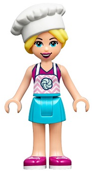 Friends Stephanie - Medium Azure Skirt, Magenta Top with Bright Pink Apron, White Chef Toque with Hair – ПРИЯТЕЛИ