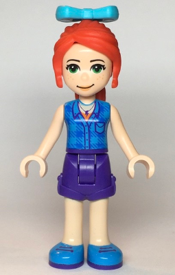 Friends Mia - Dark Purple Shorts, Dark Azure Plaid Shirt, Red Ponytail, Bow – ПРИЯТЕЛИ