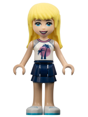 Friends Stephanie - Dark Blue Layered Skirt, White Top with Palm Trees – ПРИЯТЕЛИ