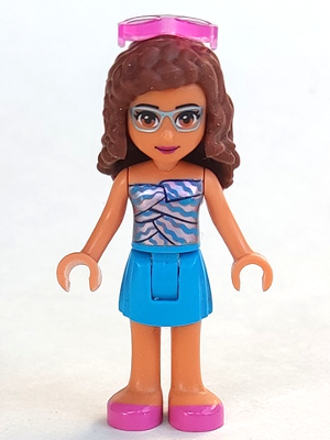 Friends Olivia (Nougat) - Dark Azure Skirt, Dark Azure and Bright Pink Top, Dark Pink Shoes, Sunglasses – ПРИЯТЕЛИ