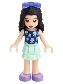 Friends Emma - Light Aqua Layered Skirt, Dark Blue Top with Jellyfish, Trans-Purple Sunglasses – ПРИЯТЕЛИ