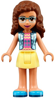 Friends Olivia (Nougat) - Bright Light Yellow Skirt, Dark Pink Top with Blue Jacket – ПРИЯТЕЛИ