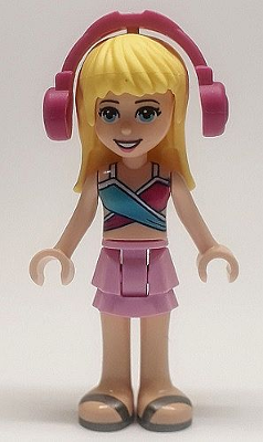 Friends Stephanie - Bright Pink Layered Skirt, Magenta and Medium Blue Swimsuit Top, Headphones – ПРИЯТЕЛИ