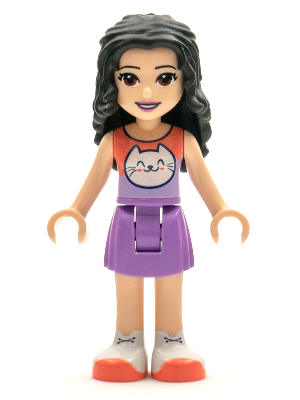 Friends Emma - Medium Lavender Skirt, Coral and Lavender Top with Cat Head – ПРИЯТЕЛИ