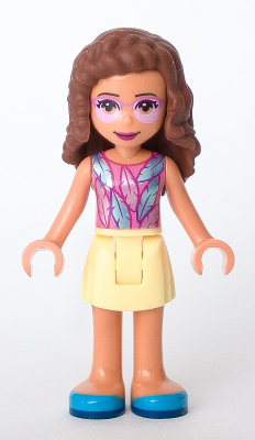 Friends Olivia (Nougat) - Bright Light Yellow Skirt, Dark Pink Top with Feathers, Bright Pink Tinted Glasses – ПРИЯТЕЛИ