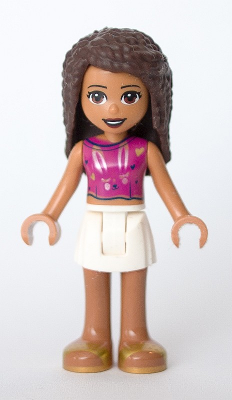 Friends Andrea - White Skirt, Magenta Sleeveless Shirt with Hearts and Rabbit Face – ПРИЯТЕЛИ