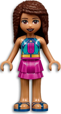 Friends Andrea - Dark Turquoise Halter Top with Magenta Stripes and Dots, Magenta Skirt – ПРИЯТЕЛИ