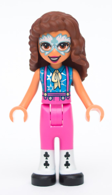 Friends Olivia (Nougat) - Metallic Light Blue and White Face Paint, Dark Pink Pants, Black and White Leggings and Shoes – ПРИЯТЕЛИ