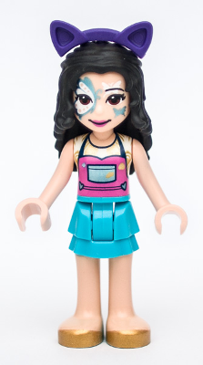 Friends Emma - Medium Azure Skirt, Gold Shoes, Butterfly Face Paint, Dark Purple Cat Ears – ПРИЯТЕЛИ