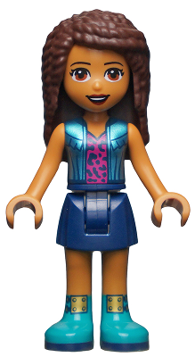 Friends Andrea - Dark Blue Skirt, Metallic Light Blue Jacket over Magenta Top – ПРИЯТЕЛИ
