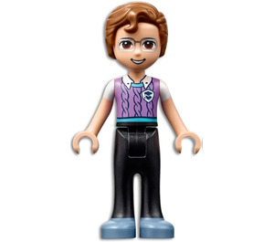 Friends Julian - Black Trousers, Medium Lavender Vest with Medium Azure Trim over White T-Shirt, Sand Blue Shoes – ПРИЯТЕЛИ