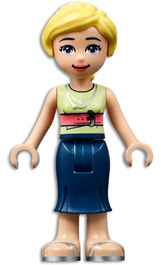Friends Marisa - Dark Blue Skirt, Yellowish Green Shirt with Coral Belt, Silver Sandals – ПРИЯТЕЛИ