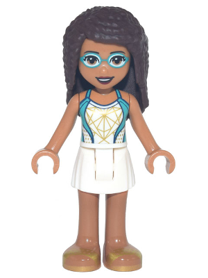 Friends Andrea - White Skirt, Dark Turquoise and White Swimsuit, Swim Goggles – ПРИЯТЕЛИ