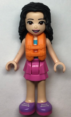Friends Emma - Dark Pink Layered Skirt, White Top with Paw Print Undershirt, Life Jacket – ПРИЯТЕЛИ