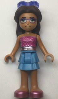 Friends Layla - Medium Blue Skirt, Dark Pink Top with Metallic Pink Belt, Sunglasses – ПРИЯТЕЛИ