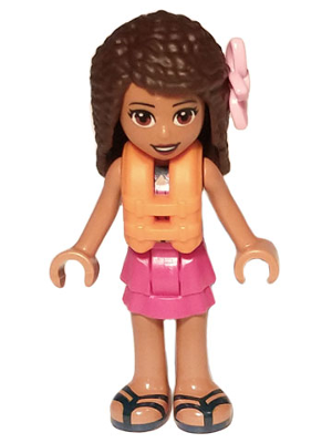 Friends Andrea - Dark Turquoise Halter Top, Magenta Skirt, Orange Life Jacket, Bright Pink Flower – ПРИЯТЕЛИ