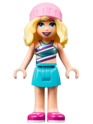 Friends Stephanie - Metallic Light Blue Swimsuit Top, Medium Azure Skirt, Bright Pink Hat – ПРИЯТЕЛИ