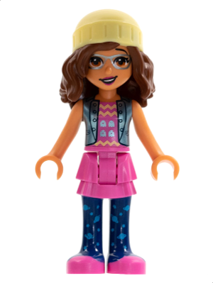 Friends Olivia (Nougat) - Dark Pink Skirt, Dark Blue Leggings, Bright Light Yellow Knit Cap – ПРИЯТЕЛИ