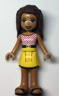Friends Andrea - Yellow Skirt with Black Hem, Magenta and White Top with Belt – ПРИЯТЕЛИ