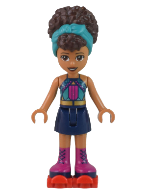 Friends Andrea - Dark Turquoise Halter Top, Dark Blue Skirt with Magenta Boots, Dark Turquoise Head Wrap, Red Roller Skates – ПРИЯТЕЛИ