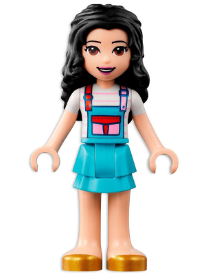 Friends Emma - White Shirt with Apron, Medium Azure Skirt with Gold Shoes – ПРИЯТЕЛИ