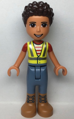 Friends River - Neon Yellow Safety Vest, Sand Blue Trousers with Medium Nougat Boots – ПРИЯТЕЛИ