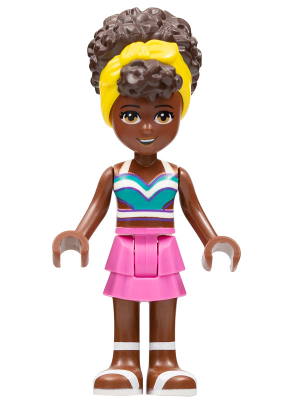 Friends Nandi - White and Dark Turquoise Bikini Top, Dark Pink Skirt, White Sandals, Yellow Head Wrap – ПРИЯТЕЛИ