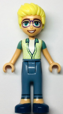 Friends Olly - Yellowish Green and Sand Green Unbuttoned Shirt, Sand Blue Trousers, Dark Blue Shoes – ПРИЯТЕЛИ