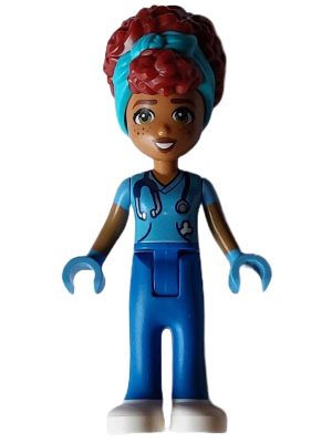 Friends Gabriela - Medium Blue Shirt with Stethoscope, Blue Trousers, White Shoes, Medium Azure Head Wrap – ПРИЯТЕЛИ