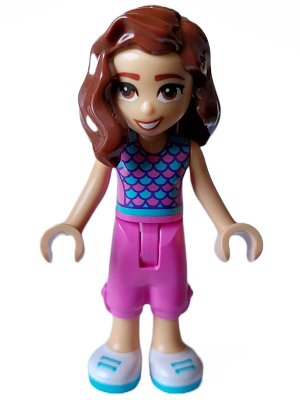 Friends Luna - Dark Pink and Medium Azure Top with Scales, Dark Pink Trousers Cropped, White Shoes – ПРИЯТЕЛИ