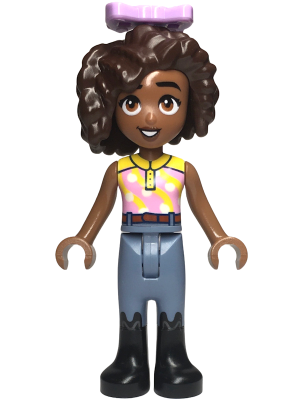 Friends Aliya - Yellow and Bright Pink Top, Sand Blue Trousers, Black Boots, Lavender Bow – ПРИЯТЕЛИ