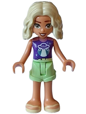 Friends Nova - Dark Purple and Metallic Pink Shirt, Yellowish Green Shorts, Bright Light Yellow Sandals – ПРИЯТЕЛИ