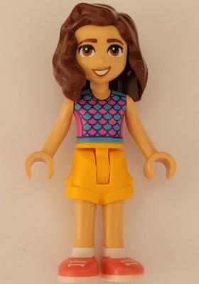 Friends Luna - Dark Pink and Medium Azure Top with Scales, Bright Light Orange Shorts, Coral Shoes – ПРИЯТЕЛИ