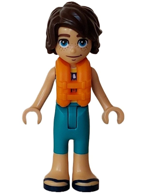 Friends Marco - Dark Turquoise and Yellow Sleeveless Wetsuit, Orange Life Jacket, Dark Blue Sandals – ПРИЯТЕЛИ