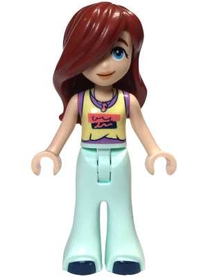 Friends Paisley - Bright Light Yellow and Medium Lavender Tank Top, Light Aqua Trousers Bell-Bottoms, Dark Blue Shoes – ПРИЯТЕЛИ