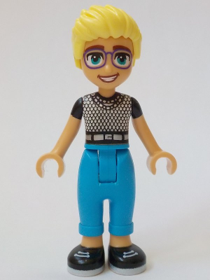 Friends Olly - Black and White Mesh T-Shirt, Dark Azure Trousers, Black Shoes – ПРИЯТЕЛИ