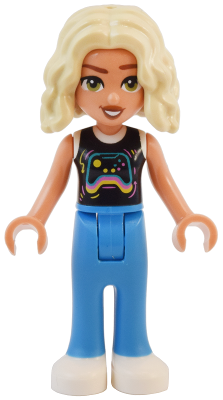 Friends Nova - Black and White Shirt with Video Game Controller, Dark Azure Trousers, White Shoes – ПРИЯТЕЛИ