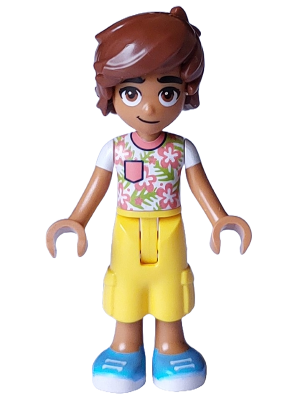 Friends Leo - White Shirt with Coral Flowers, Yellow Trousers Cropped Large Pockets, Medium Azure Shoes – ПРИЯТЕЛИ