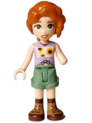 Friends Autumn - Lavender Vest with Sunflowers, Sand Green Shorts, Nougat and Reddish Brown Boots – ПРИЯТЕЛИ