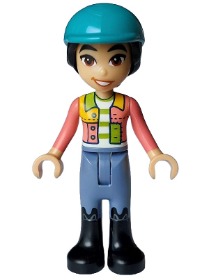 Friends Liann - Coral Jacket, Sand Blue Trousers, Black Boots, Dark Turquoise Horse Riding Helmet – ПРИЯТЕЛИ