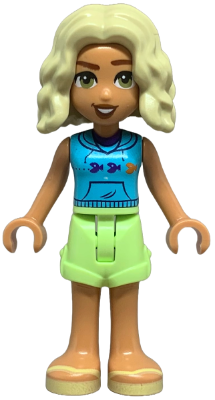 Friends Nova - Medium Azure Sleeveless Hoodie, Yellowish Green Shorts, Bright Light Yellow Sandals – ПРИЯТЕЛИ