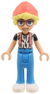 Friends Olly - White Shirt with Black Stripes, Coral Suspenders, Dark Azure Trousers, White Shoes, C – ПРИЯТЕЛИ