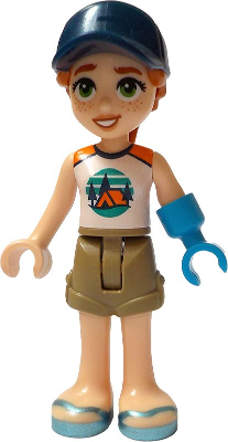 Friends Autumn - White and Orange Sleeveless Top with Tent, Dark Tan Shorts, Metallic Light Blue San – ПРИЯТЕЛИ