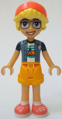 Friends Olly - Sand Blue Jacket over White T-Shirt with Tent, Bright Light Orange Shorts, Coral Shoe – ПРИЯТЕЛИ