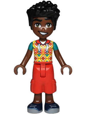 Friends Zac - Yellow Top with Geometric Shapes, Red Cropped Trousers, Dark Blue Shoes – ПРИЯТЕЛИ