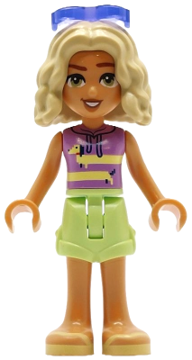 Friends Nova - Medium Lavender Sleeveless Hoodie with Dachshund, Yellowish Green Shorts, Bright Light Yellow Sandals, Glasses – ПРИЯТЕЛИ