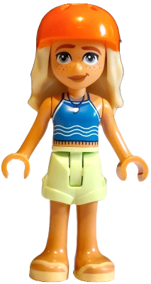 Friends Sage - Blue Tank Top, Yellowish Green Shorts, Bright Light Yellow Sandals, Reddish Orange Bicycle Helmet – ПРИЯТЕЛИ