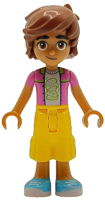 Friends Leo - Dark Pink Jacket, White Shirt with Hamburger, Yellow Cropped Trousers, Medium Azure Shoes – ПРИЯТЕЛИ