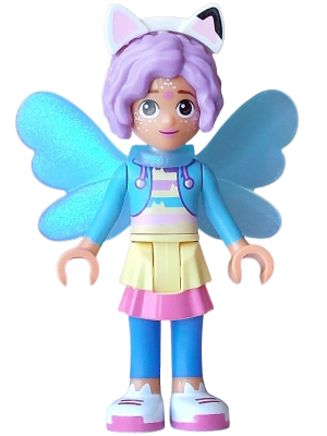 Gabby - Medium Azure Hoodie, Layered Skirt over Blue Leggings, Medium Lavender Hair, Wings Fairy – КУКЛЕНСКАТА КЪЩА НА ГАБИ